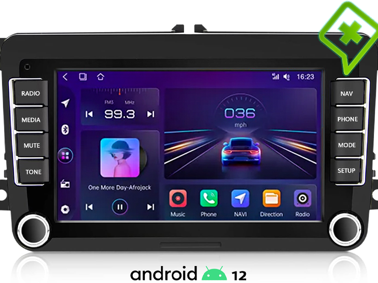 AZOM MX4 PLUS Multimedia Bilstereo | VW SKODA SEAT | 7″ QLED HD 1280 * 720 | Android 12.0 | OCTA CORE 2ghz | DAB+ | GPS |