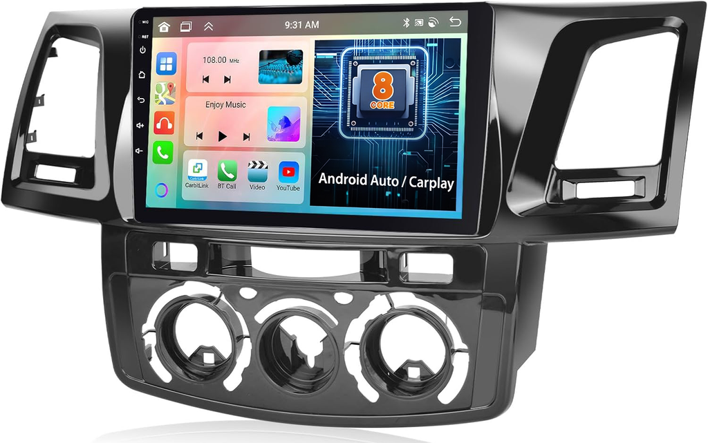 AZOM DNX Multimedia Bilstereo | TOYOTA Hilux Revo Vigo Fortuner 2005 - 2015 | 9" IPS HD | Android | GPS |