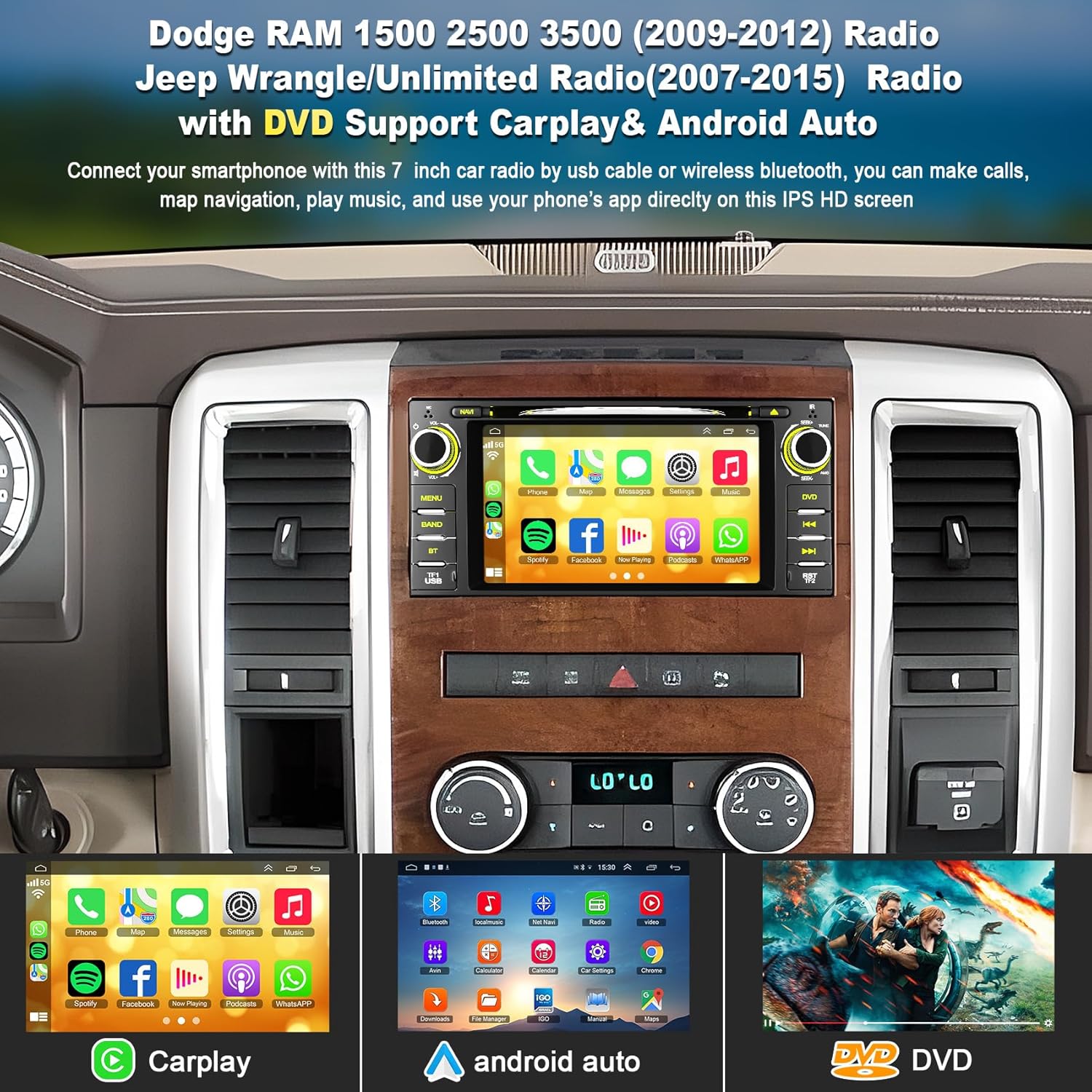 Azom Machine AZOM KLX Multimedia Bilstereo (Med Knappar) | JEEP DODGE CHRYSLER 2004 ...