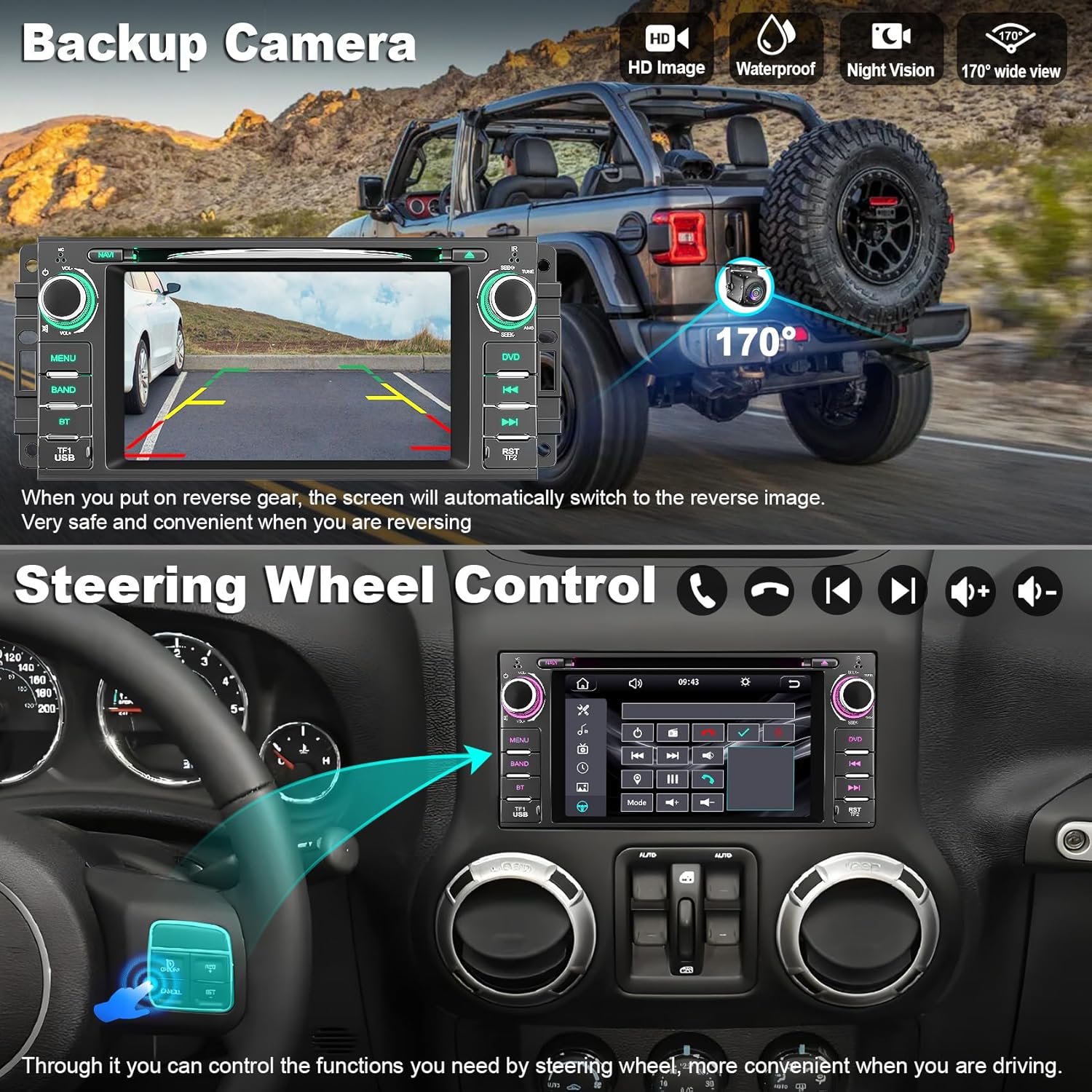 Azom Machine AZOM KLX Multimedia Bilstereo (Med Knappar) | JEEP DODGE CHRYSLER 2004 ...