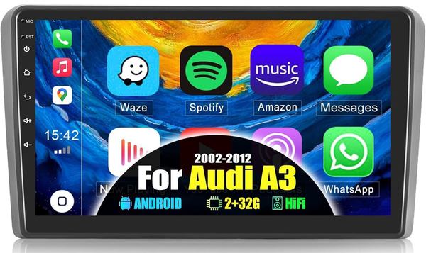 AZOM RFX Multimedia Bilstereo | <strong>AUDI A3 S3 2002 - 2012</strong> | 9" IPS HD | Android | DAB+ | GPS | 2DIN