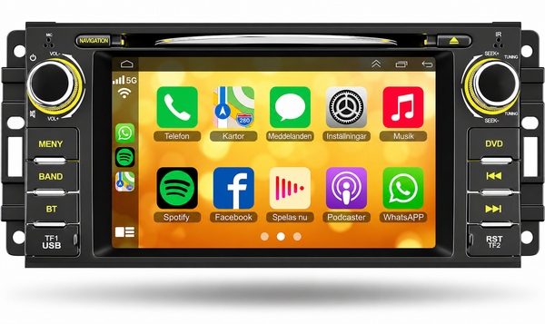 AZOM KLX Multimedia Bilstereo <strong>(Med Knappar) </strong>| <strong>JEEP DODGE CHRYSLER 2004 - 2015</strong> | 7" IPS HD | Android | DAB+ | GPS