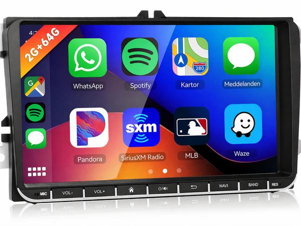 AZOM MX4 Multimedia Bilstereo | <strong>VW SKODA SEAT</strong> | 9" IPS HD | Android | DAB+ | GPS |